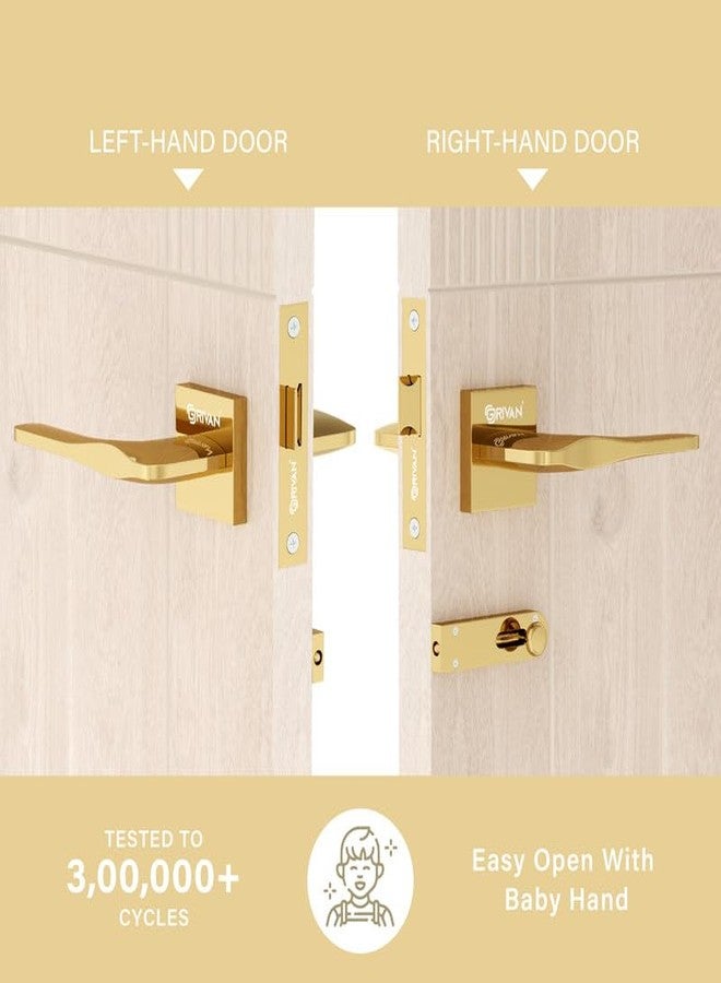 GRIVAN Ultra-Durable Brass Bathroom Door Handle Lock with Keyless Baby Latch for Bedroom/Balcony/Office Doors (Gold Finish) - Image 5